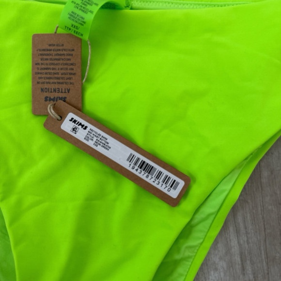 NWT SKIMS Recycled Swim Mid Waist Bottom Extra Extra Small Neon Green - Picture 3 of 3